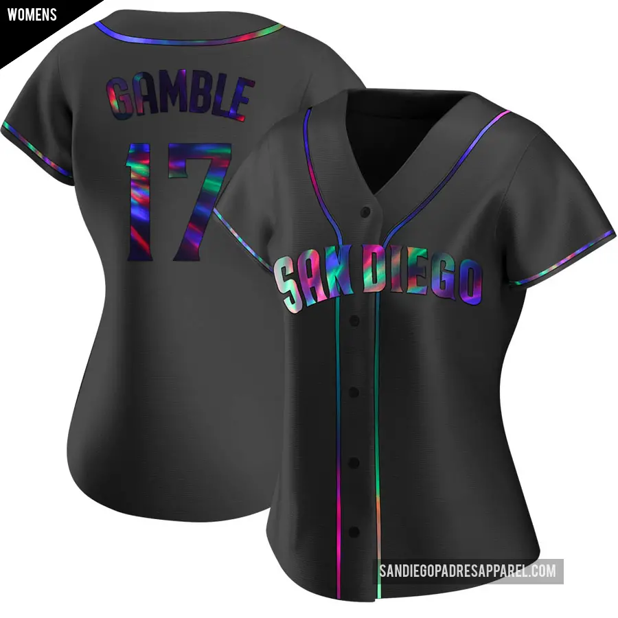 Women's San Diego Padres ＃17 Oscar Gamble Replica Black Holographic Alternate Jersey