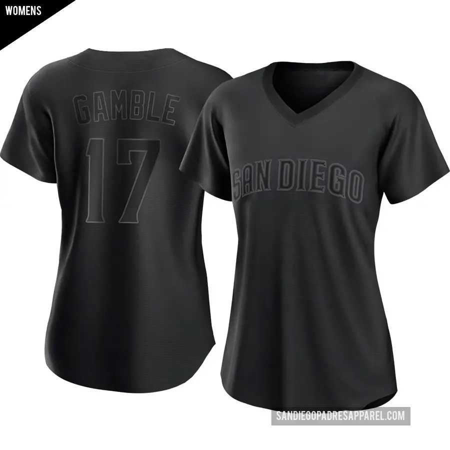 Women's San Diego Padres ＃17 Oscar Gamble Replica Black Pitch Fashion Jersey