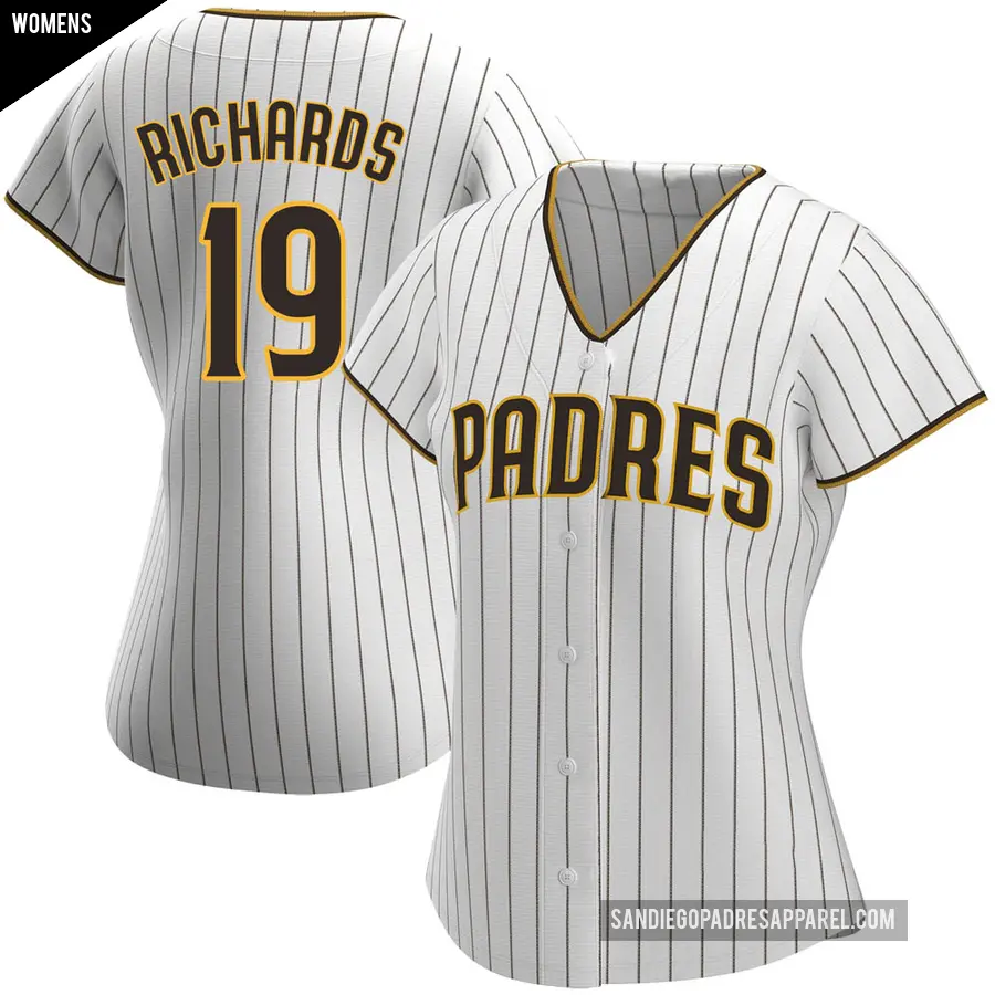 Women's San Diego Padres ＃19 Gene Richards Authentic White /Brown Home Jersey