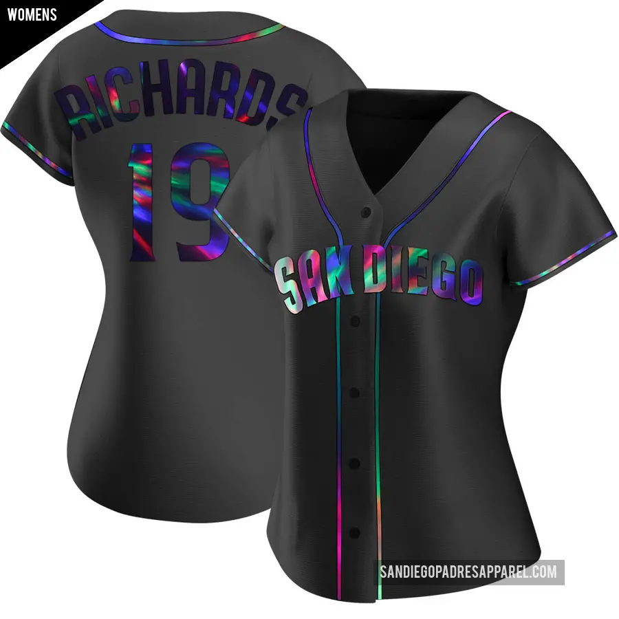 Women's San Diego Padres ＃19 Gene Richards Replica Black Holographic Alternate Jersey