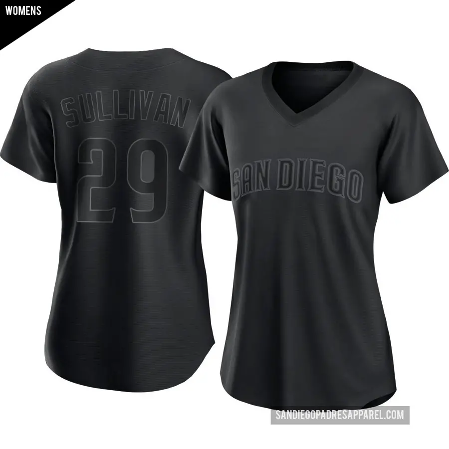 Women's San Diego Padres ＃29 Brett Sullivan Replica Black Pitch Fashion Jersey