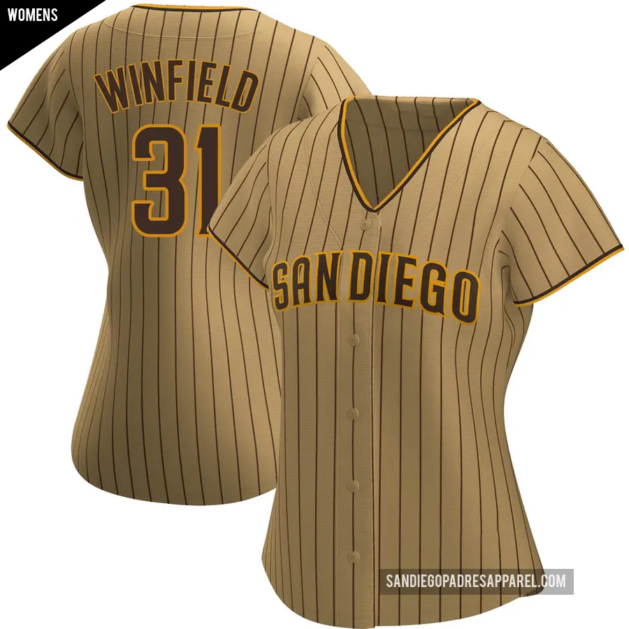 Women's San Diego Padres ＃31 Dave Winfield Replica Brown Tan/ Alternate Jersey