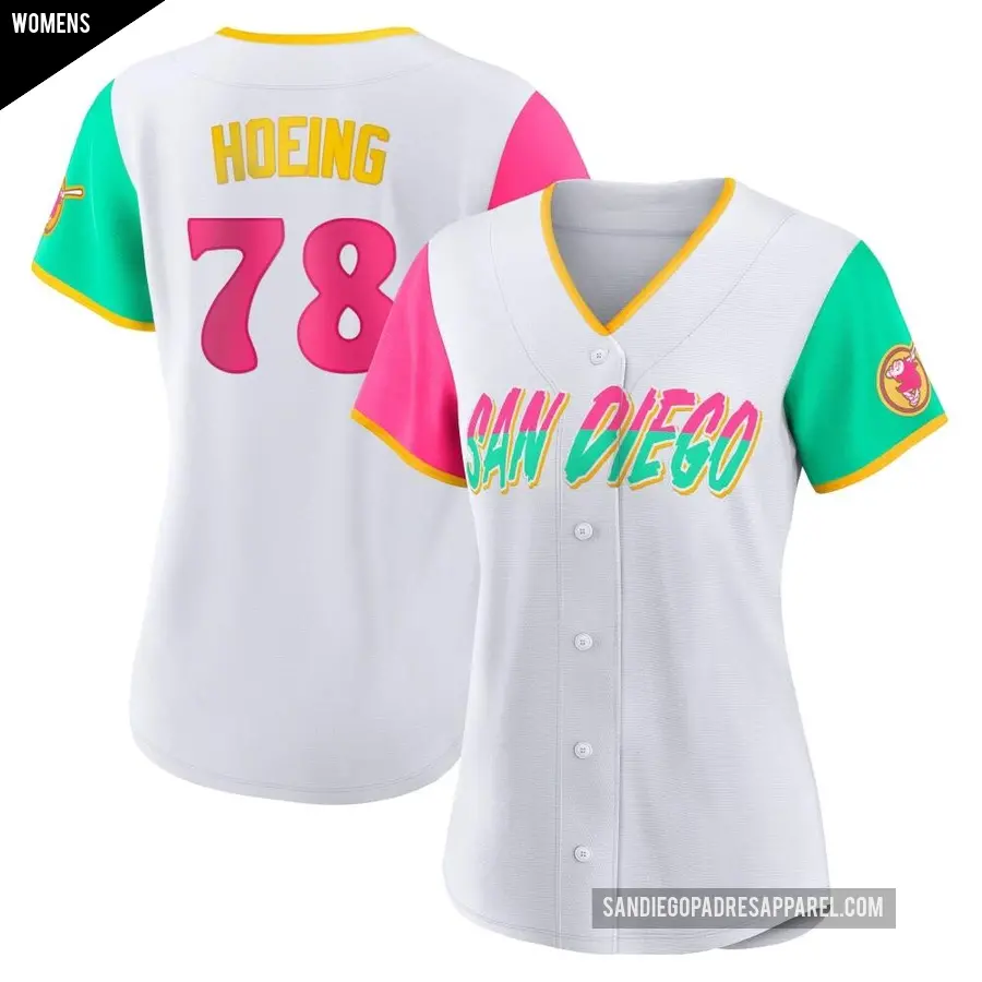 Women's San Diego Padres ＃78 Bryan Hoeing Authentic White 2022 City Connect Jersey