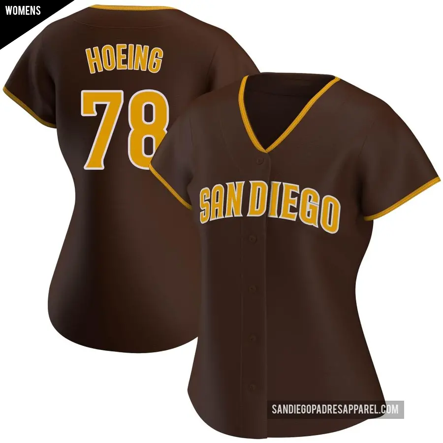 Women's San Diego Padres ＃78 Bryan Hoeing Replica Brown Road Jersey