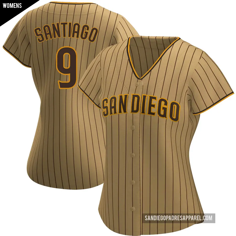 Women's San Diego Padres ＃9 Benito Santiago Authentic Brown Tan/ Alternate Jersey