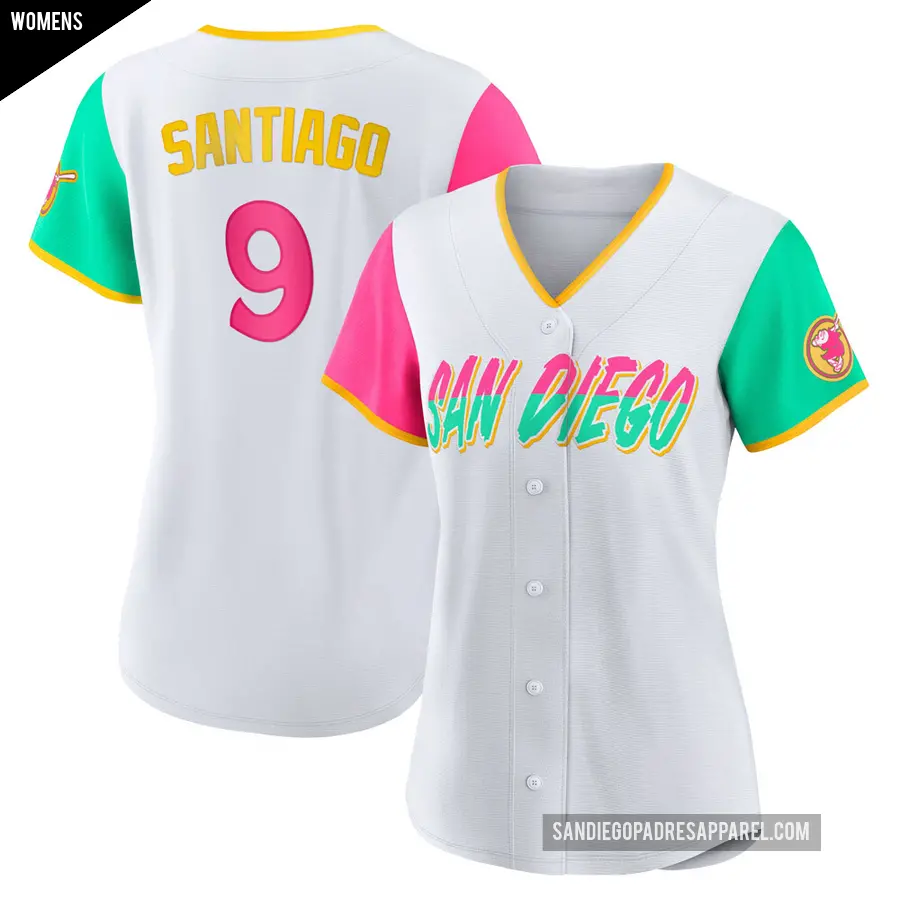 Women's San Diego Padres ＃9 Benito Santiago Authentic White 2022 City Connect Jersey