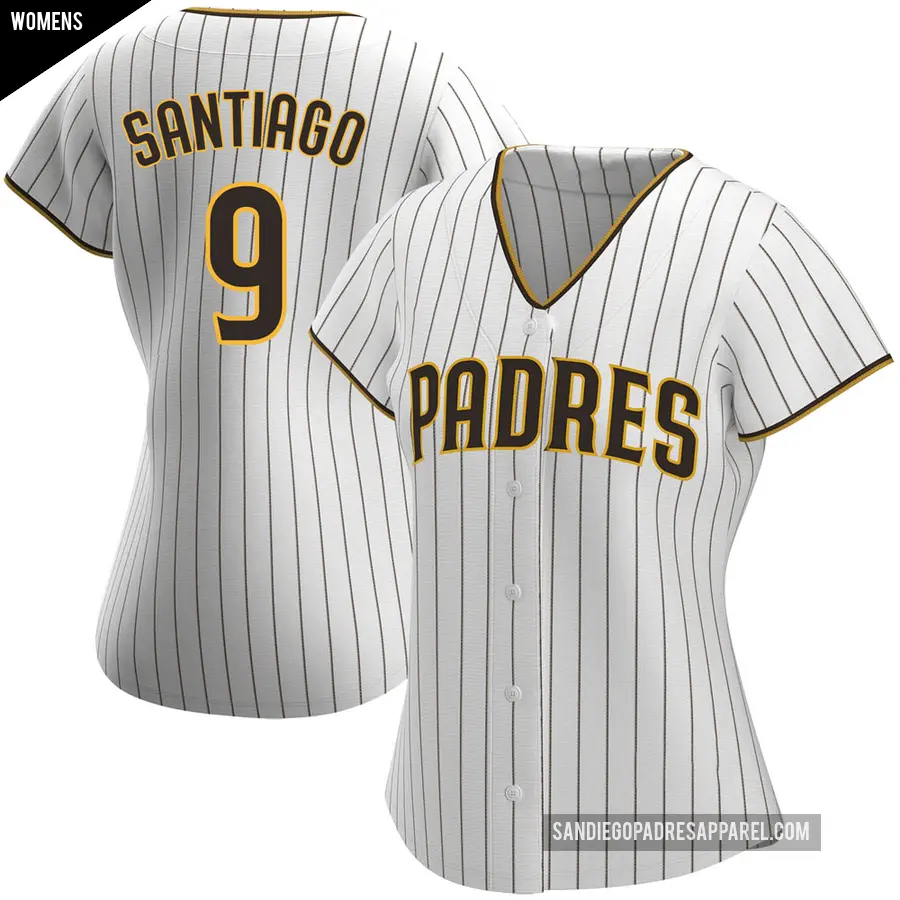 Women's San Diego Padres ＃9 Benito Santiago Authentic White /Brown Home Jersey