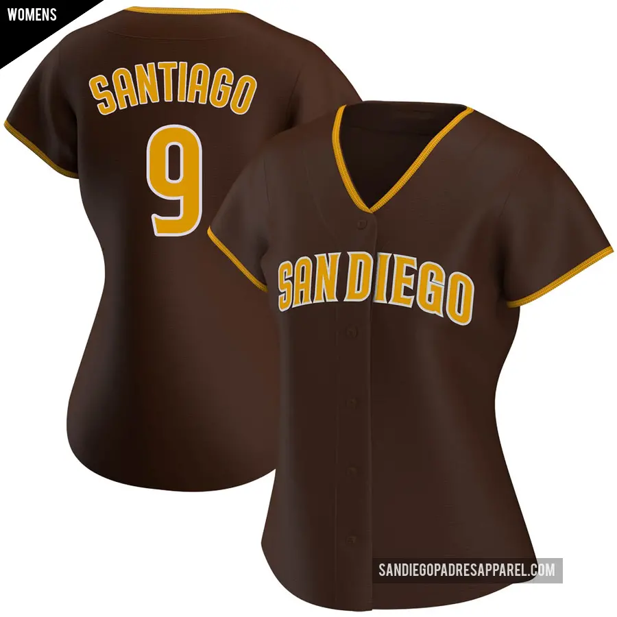 Women's San Diego Padres ＃9 Benito Santiago Replica Brown Road Jersey