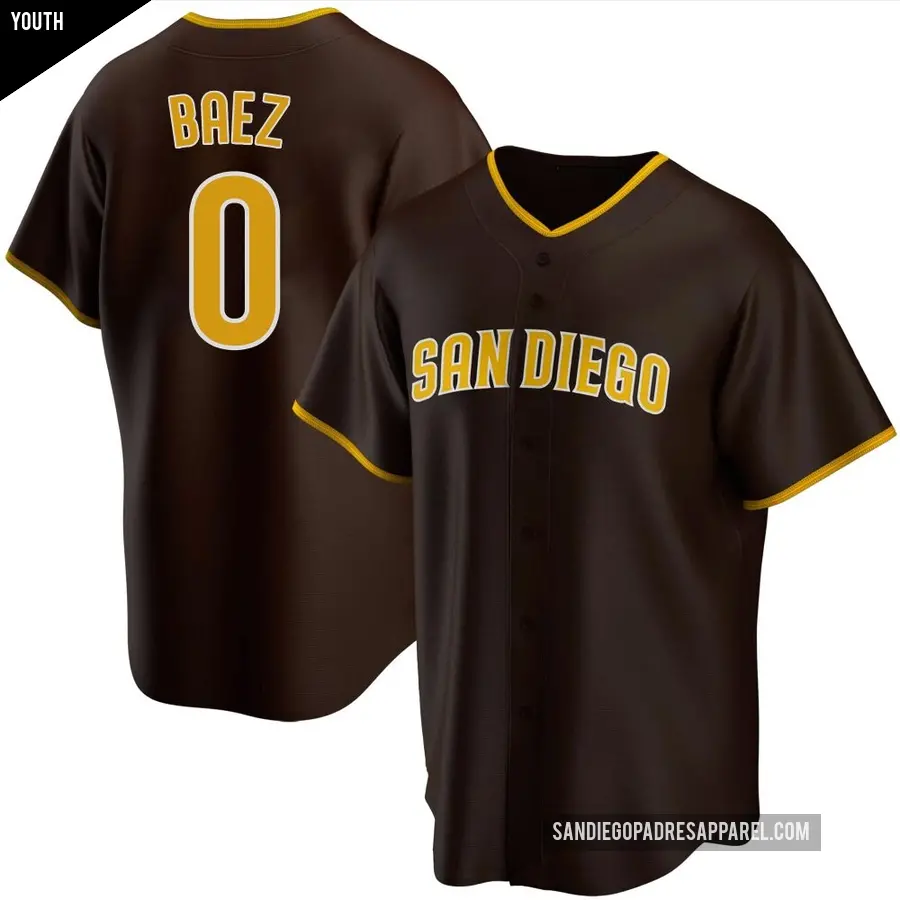 Youth San Diego Padres ＃0 Henry Baez Replica Brown Road Jersey