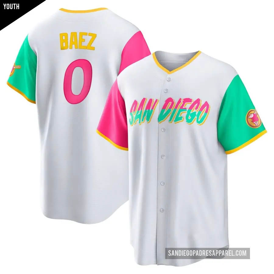 Youth San Diego Padres ＃0 Henry Baez Replica White 2022 City Connect Jersey