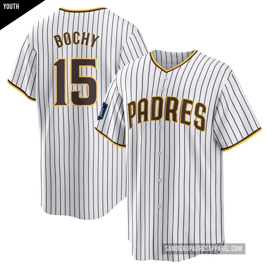 Youth San Diego Padres ＃15 Bruce Bochy Replica White 2024 World Tour Seoul Series Home Jersey