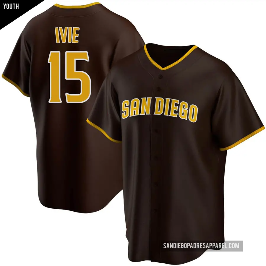 Youth San Diego Padres ＃15 Mike Ivie Replica Brown Road Jersey