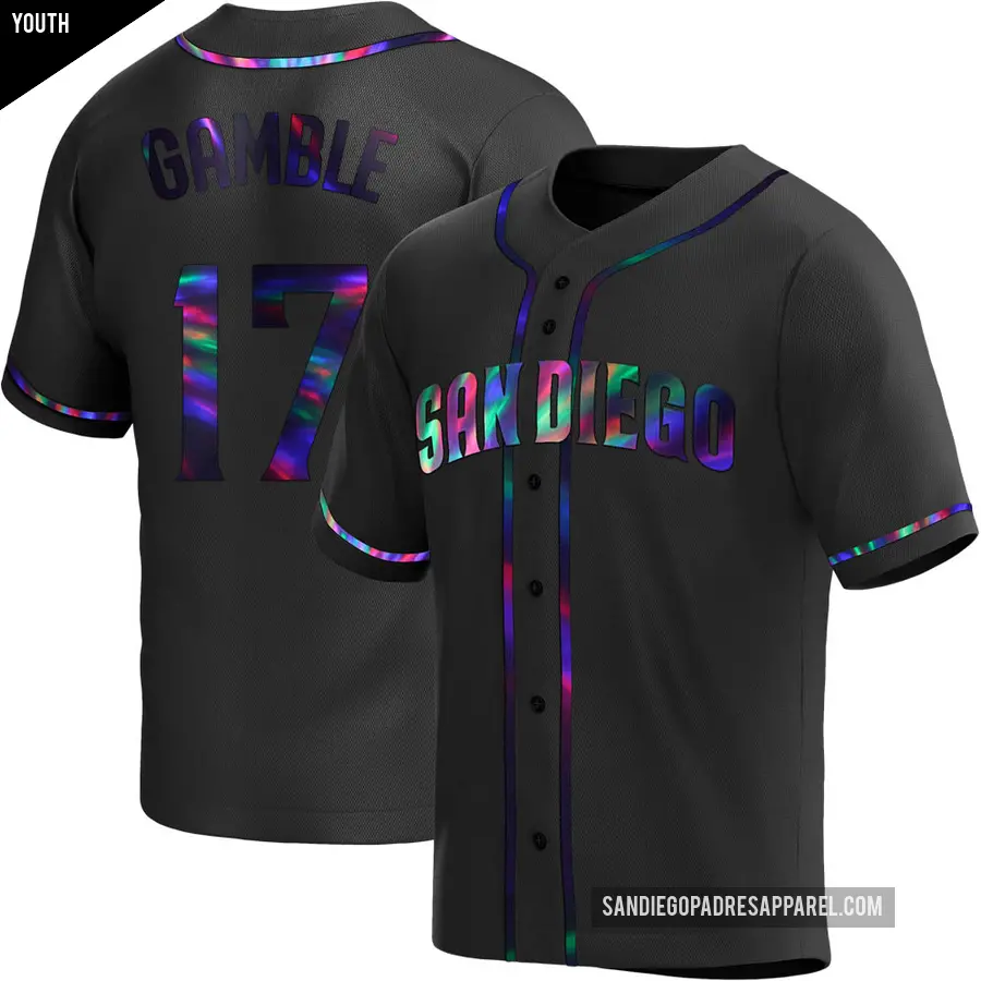 Youth San Diego Padres ＃17 Oscar Gamble Replica Black Holographic Alternate Jersey