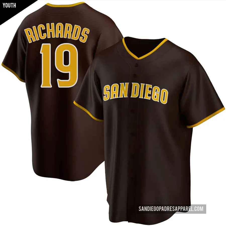 Youth San Diego Padres ＃19 Gene Richards Replica Brown Road Jersey