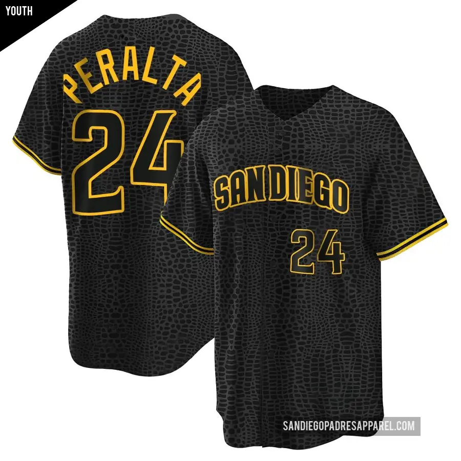 Youth San Diego Padres ＃24 David Peralta Replica Black Snake Skin City Jersey