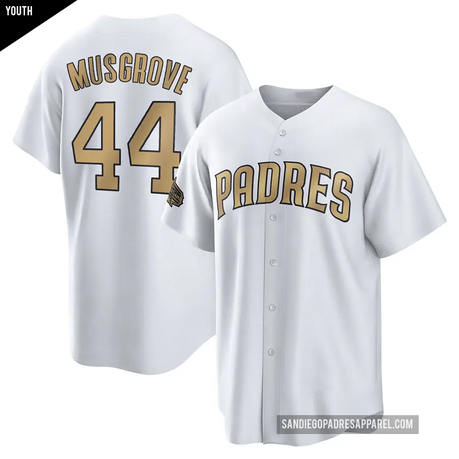 Youth San Diego Padres ＃44 Joe Musgrove Game White Replica 2022 All-Star Jersey