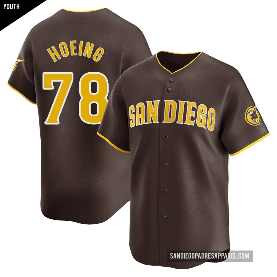 Youth San Diego Padres ＃78 Bryan Hoeing Limited Brown Away Jersey