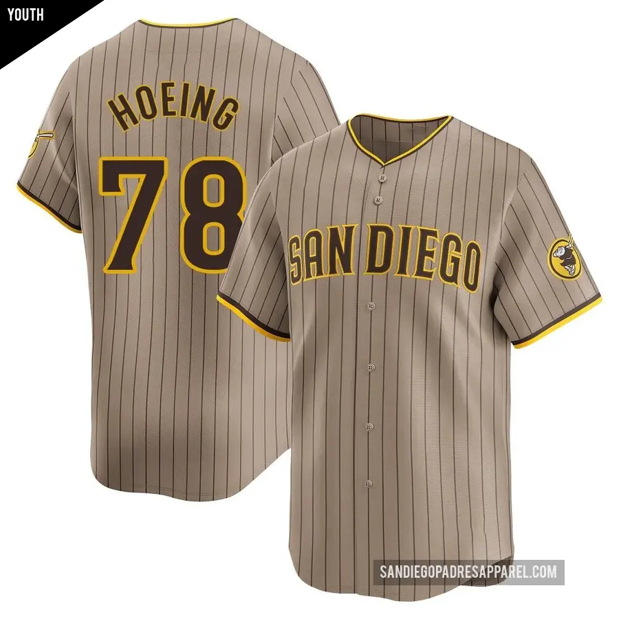 Youth San Diego Padres ＃78 Bryan Hoeing Limited Tan Alternate Jersey