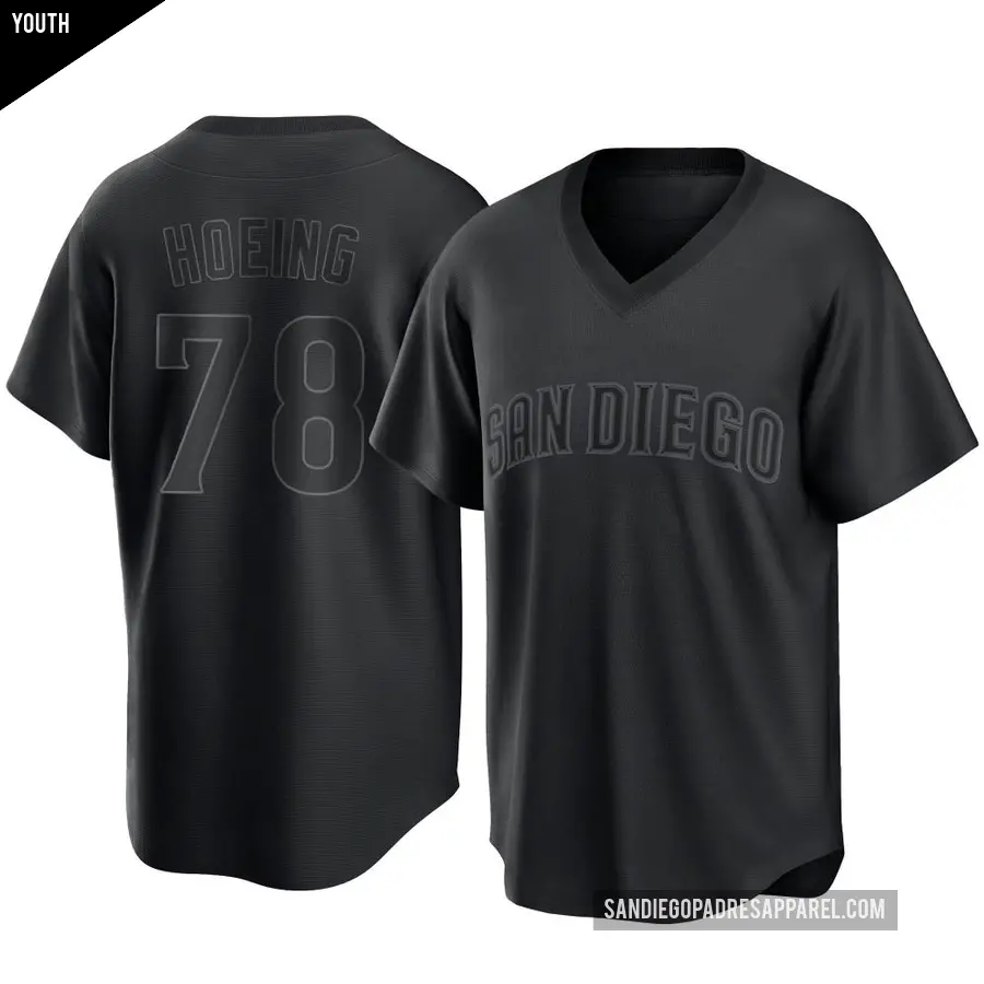 Youth San Diego Padres ＃78 Bryan Hoeing Replica Black Pitch Fashion Jersey