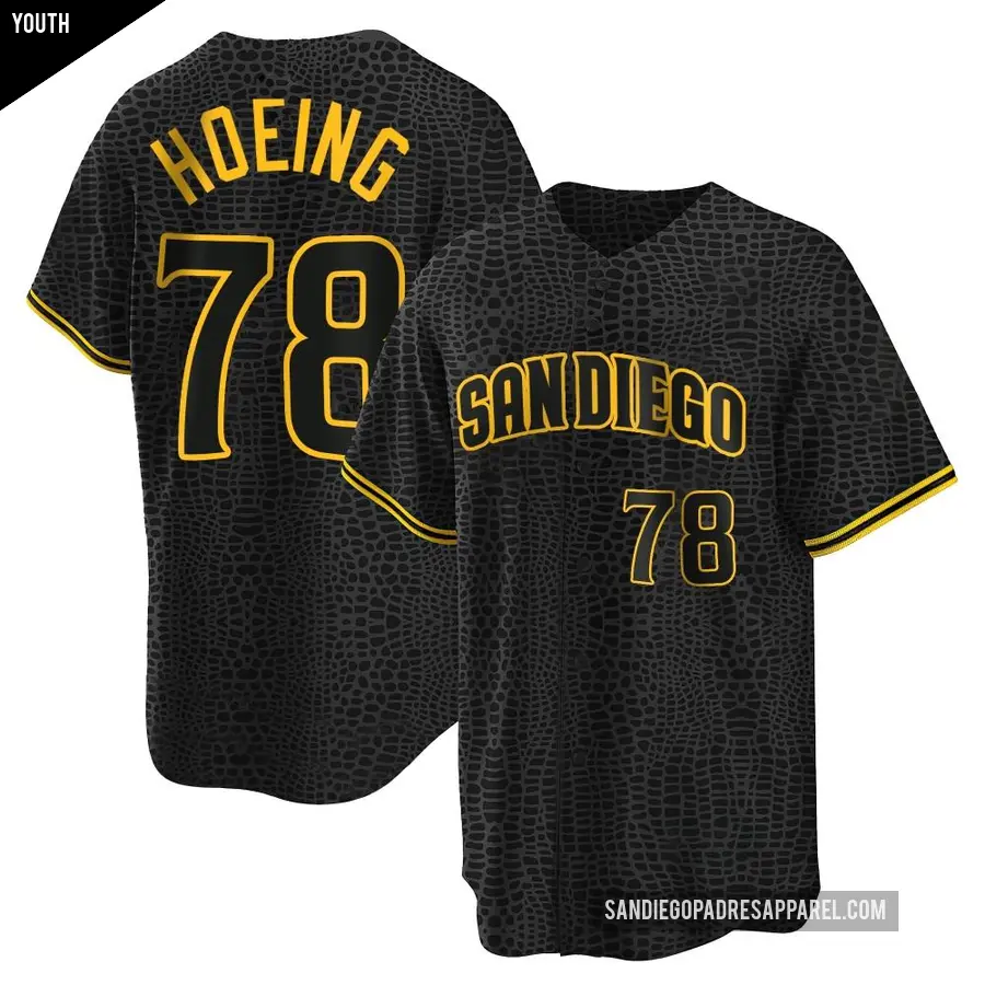 Youth San Diego Padres ＃78 Bryan Hoeing Replica Black Snake Skin City Jersey