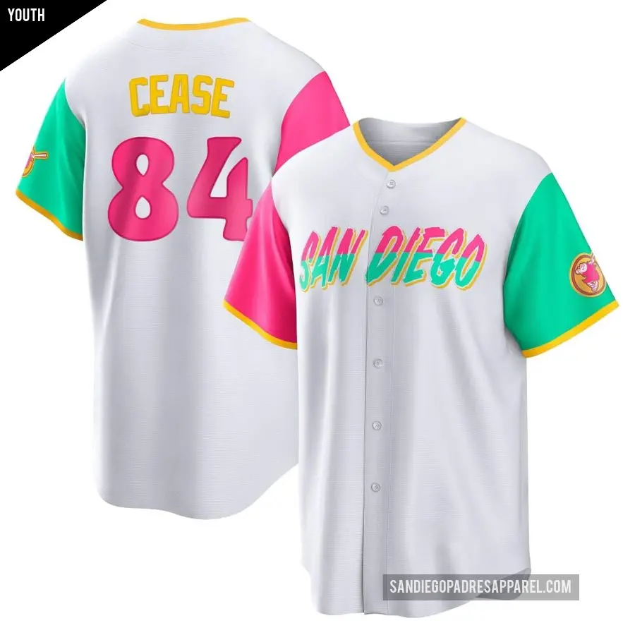 Youth San Diego Padres ＃84 Dylan Cease Replica White 2022 City Connect Jersey